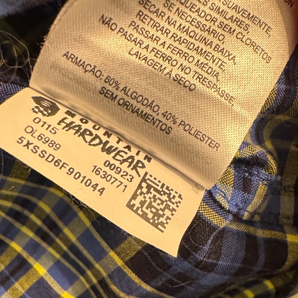 Mountain Hardwear Navy and Yellow Plaid Shirt - Picture 4 of 5